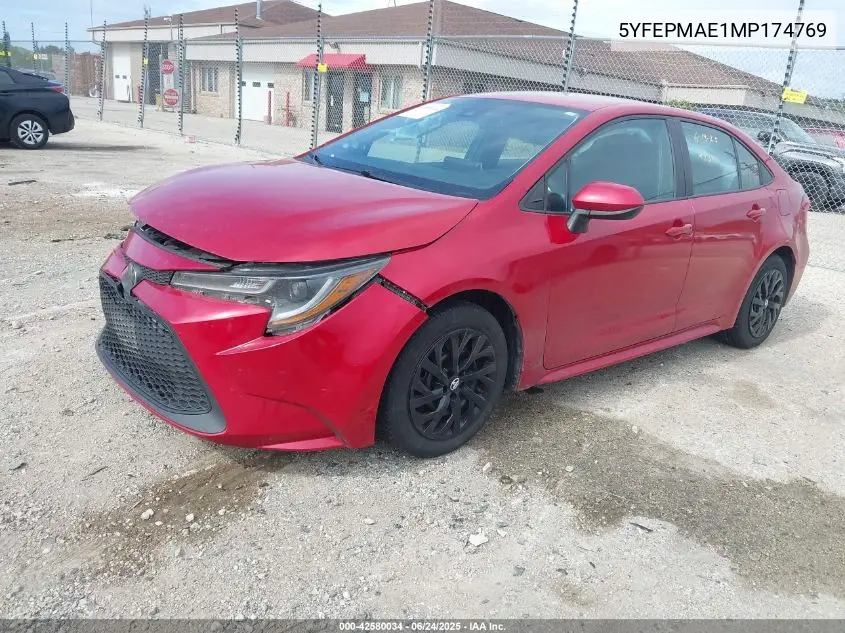 2021 Toyota Corolla Le VIN: 5YFEPMAE1MP174769 Lot: 42580034