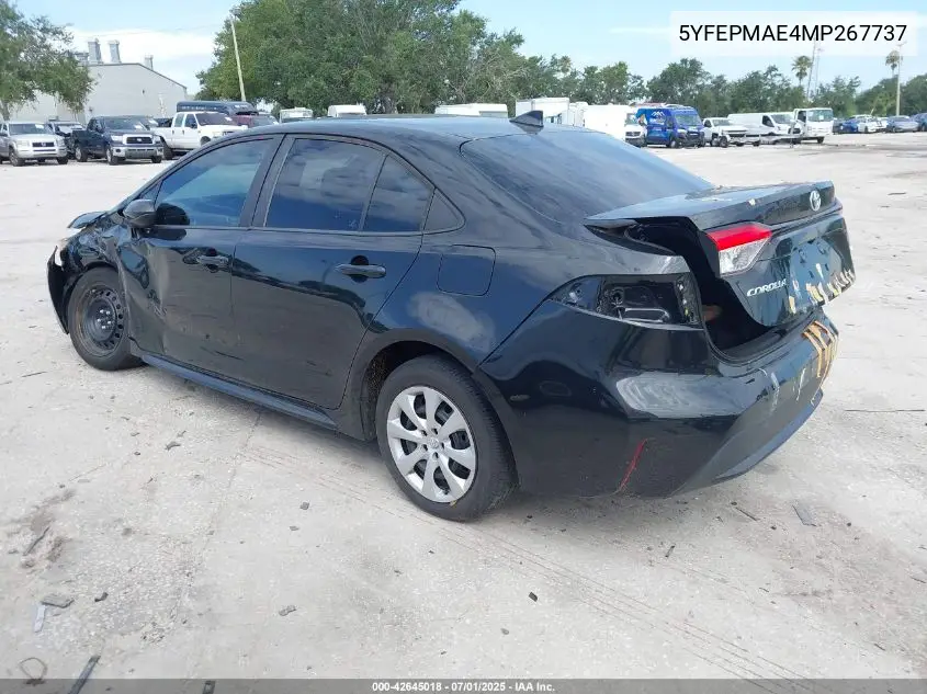 2021 Toyota Corolla Le VIN: 5YFEPMAE4MP267737 Lot: 42645018