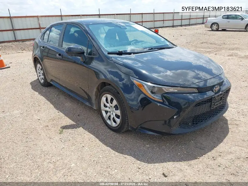 2021 Toyota Corolla Le VIN: 5YFEPMAE3MP183621 Lot: 42798166