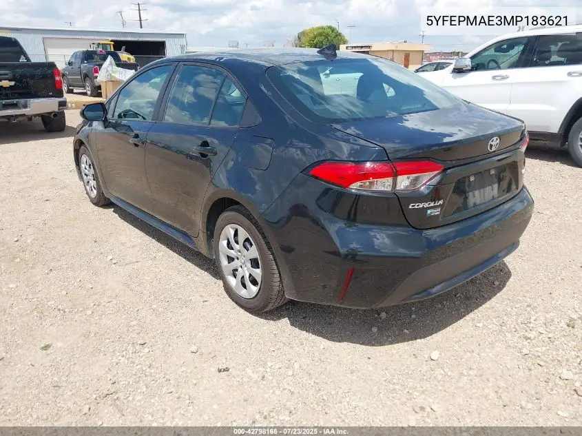 2021 Toyota Corolla Le VIN: 5YFEPMAE3MP183621 Lot: 42798166