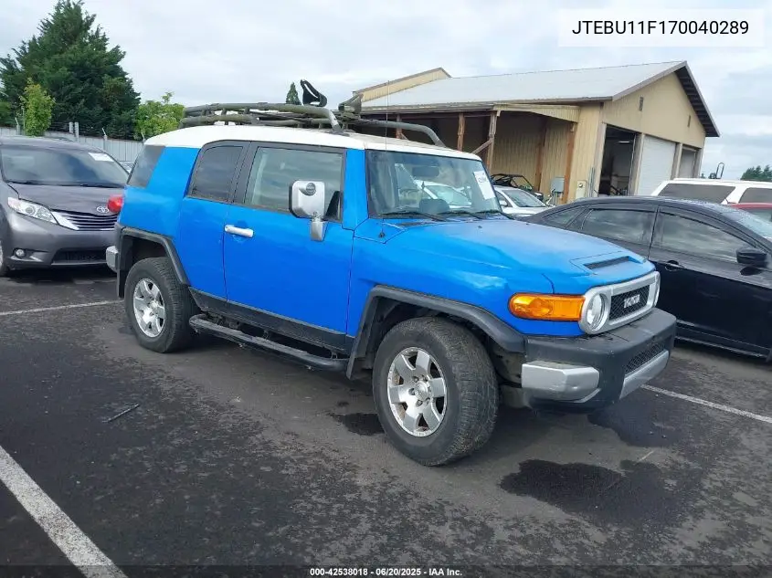 2007 Toyota Fj Cruiser VIN: JTEBU11F170040289 Lot: 42538018