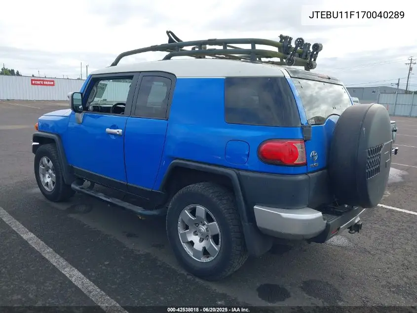 2007 Toyota Fj Cruiser VIN: JTEBU11F170040289 Lot: 42538018