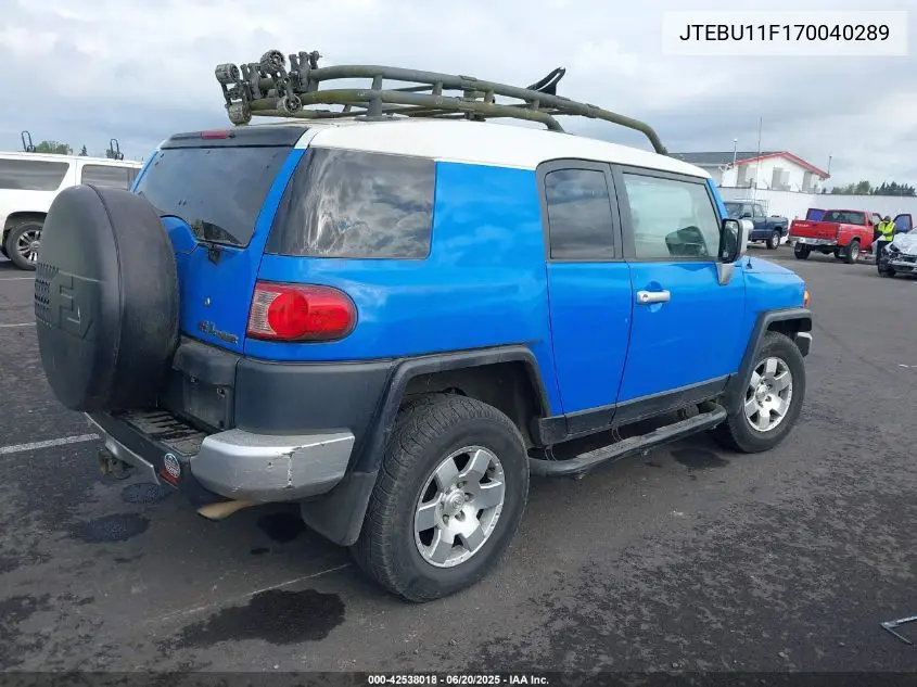 2007 Toyota Fj Cruiser VIN: JTEBU11F170040289 Lot: 42538018