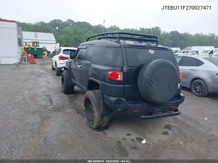 2007 Toyota Fj Cruiser VIN: JTEBU11F270027471 Lot: 42556755