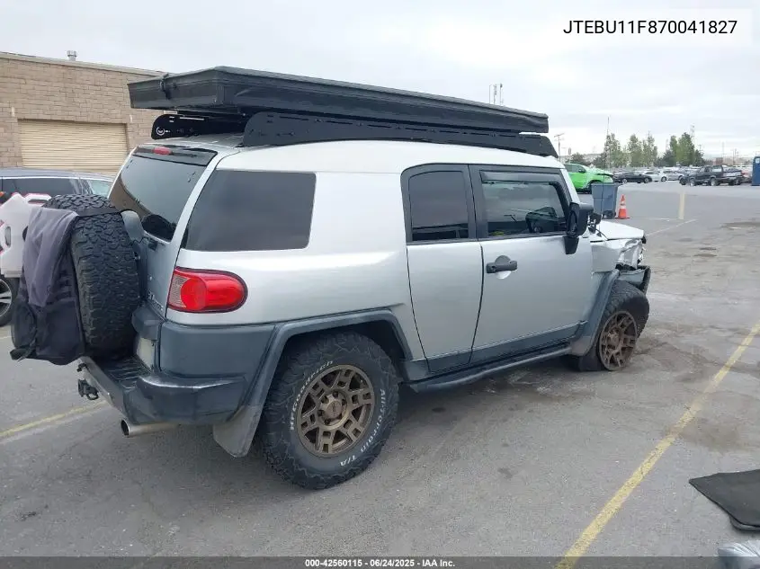 2007 Toyota Fj Cruiser VIN: JTEBU11F870041827 Lot: 42560115