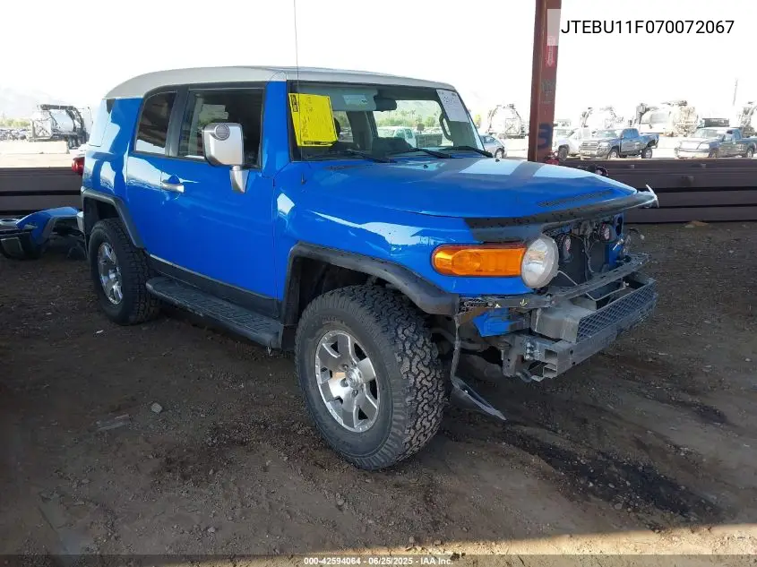 2007 Toyota Fj Cruiser VIN: JTEBU11F070072067 Lot: 42594064
