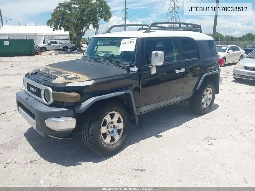 2007 Toyota Fj Cruiser VIN: JTEBU11F170038512 Lot: 42612575