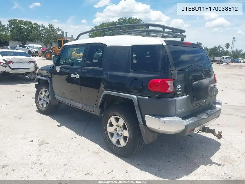 2007 Toyota Fj Cruiser VIN: JTEBU11F170038512 Lot: 42612575