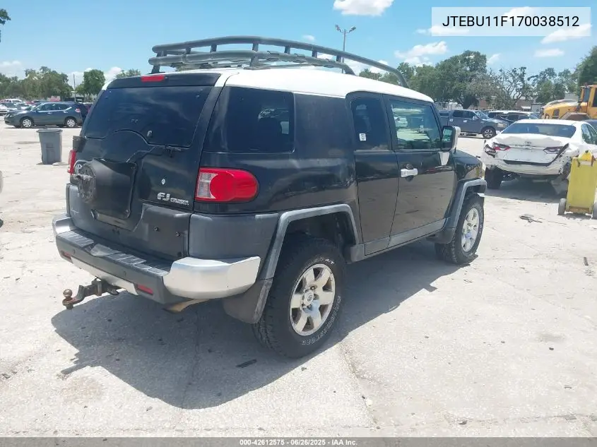 2007 Toyota Fj Cruiser VIN: JTEBU11F170038512 Lot: 42612575