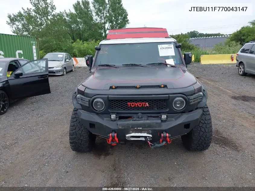 2007 Toyota Fj Cruiser VIN: JTEBU11F770043147 Lot: 42620800