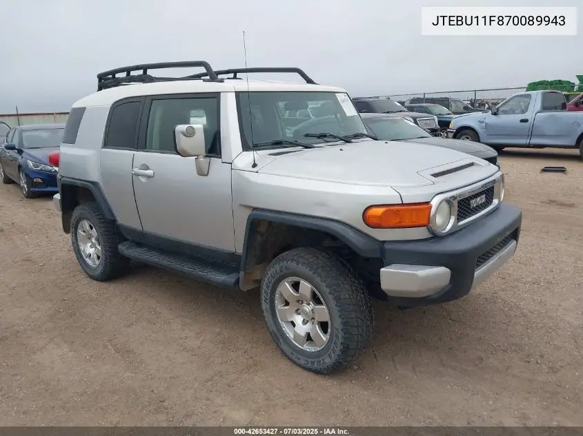 2007 Toyota Fj Cruiser VIN: JTEBU11F870089943 Lot: 42653427
