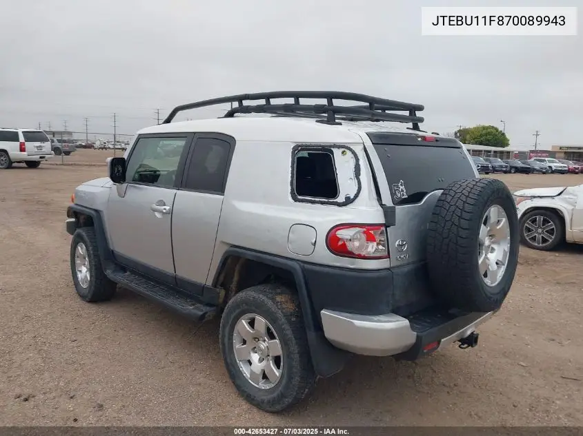 2007 Toyota Fj Cruiser VIN: JTEBU11F870089943 Lot: 42653427