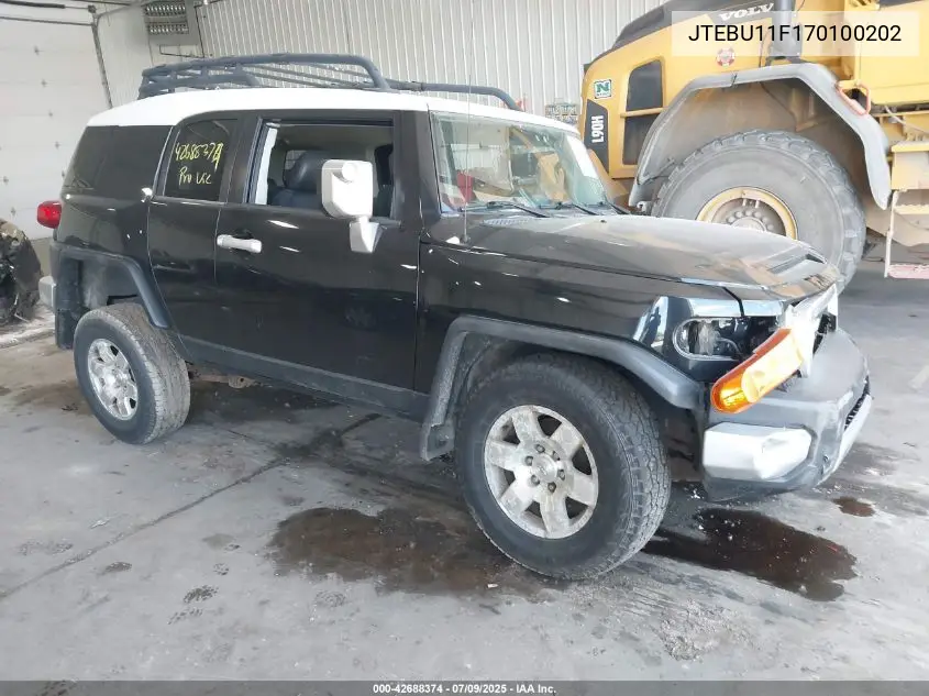 2007 Toyota Fj Cruiser VIN: JTEBU11F170100202 Lot: 42688374