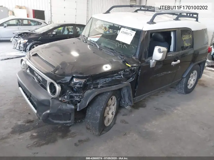 2007 Toyota Fj Cruiser VIN: JTEBU11F170100202 Lot: 42688374