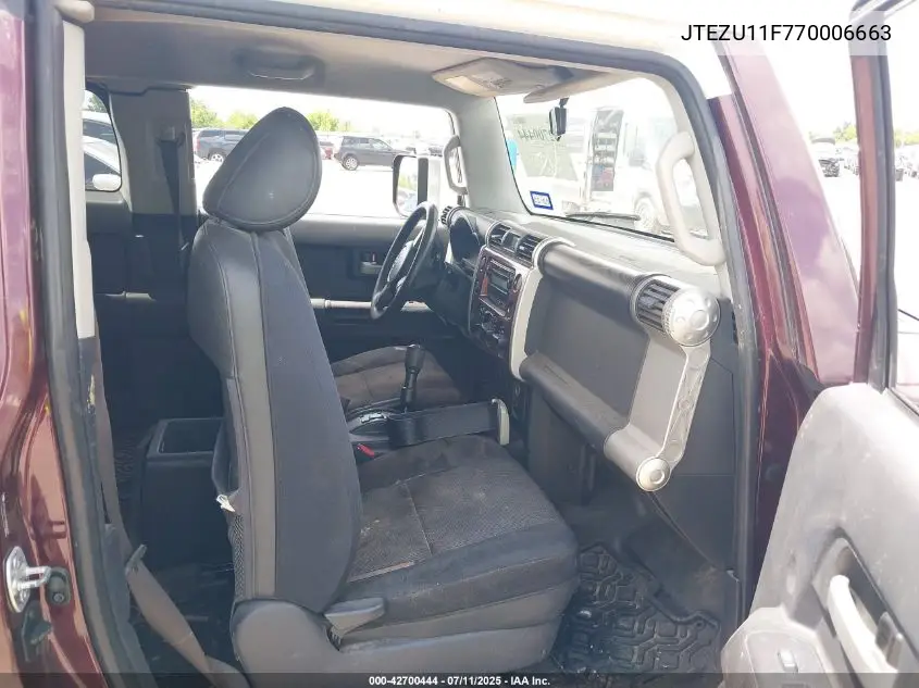 2007 Toyota Fj Cruiser VIN: JTEZU11F770006663 Lot: 42700444