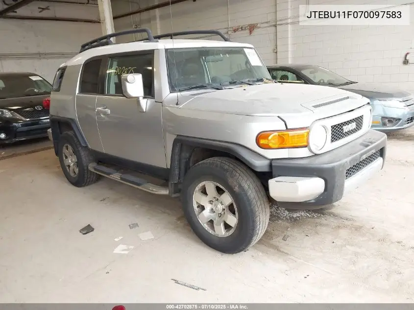 2007 Toyota Fj Cruiser VIN: JTEBU11F070097583 Lot: 42702875