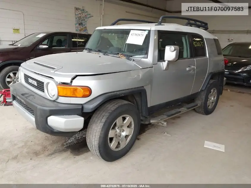 2007 Toyota Fj Cruiser VIN: JTEBU11F070097583 Lot: 42702875