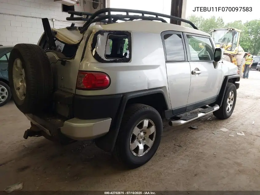 2007 Toyota Fj Cruiser VIN: JTEBU11F070097583 Lot: 42702875