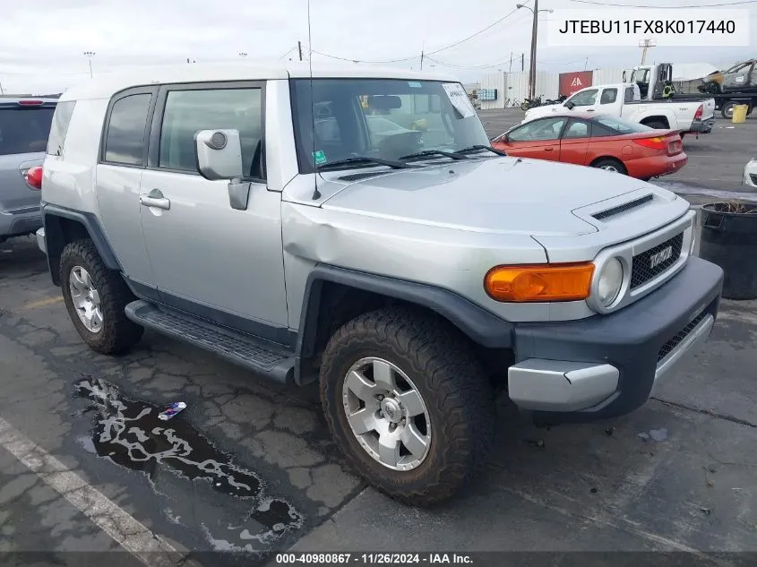 2008 Toyota Fj Cruiser VIN: JTEBU11FX8K017440 Lot: 40980867