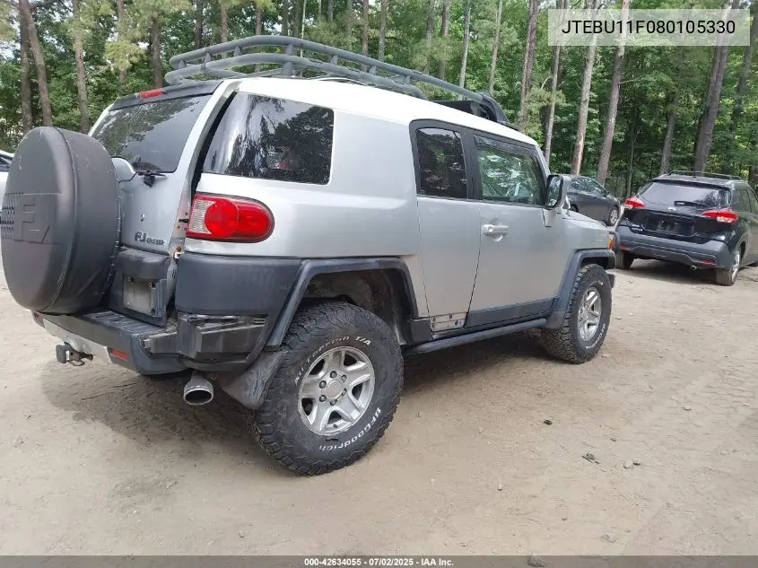 2008 Toyota Fj Cruiser VIN: JTEBU11F080105330 Lot: 42634055