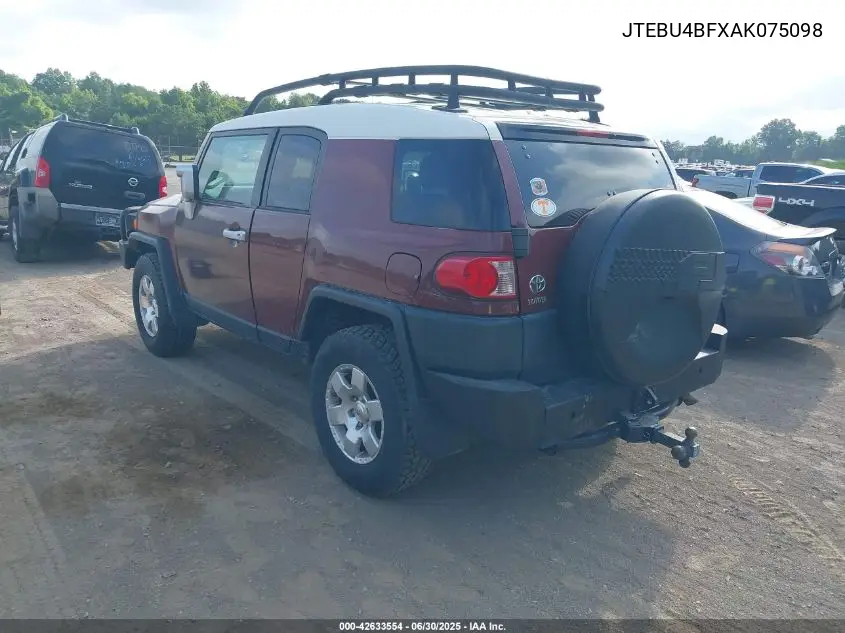 2010 Toyota Fj Cruiser VIN: JTEBU4BFXAK075098 Lot: 42633554