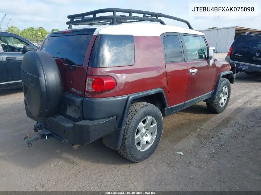 2010 Toyota Fj Cruiser VIN: JTEBU4BFXAK075098 Lot: 42633554