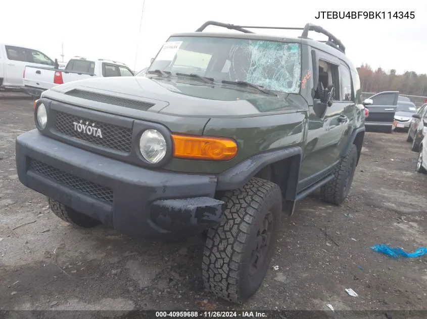2011 Toyota Fj Cruiser VIN: JTEBU4BF9BK114345 Lot: 40959688