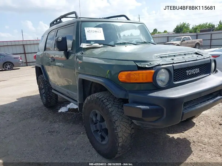 2011 Toyota Fj Cruiser VIN: JTEBU4BF8BK115681 Lot: 42524612