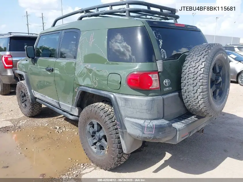 2011 Toyota Fj Cruiser VIN: JTEBU4BF8BK115681 Lot: 42524612