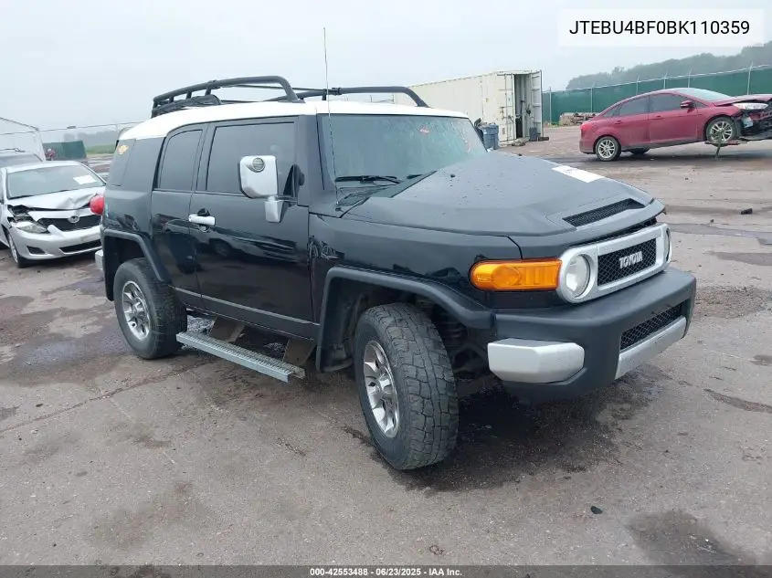 2011 Toyota Fj Cruiser VIN: JTEBU4BF0BK110359 Lot: 42553488