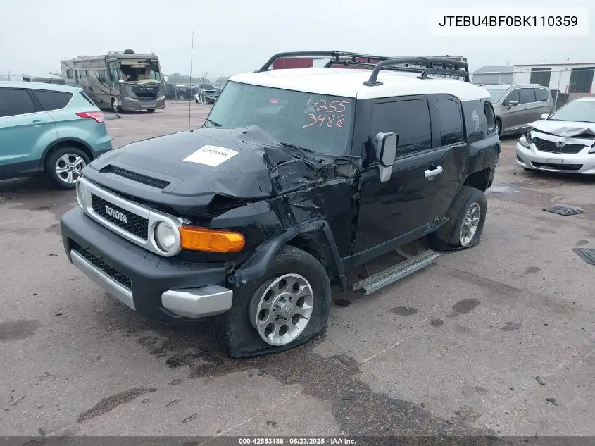 2011 Toyota Fj Cruiser VIN: JTEBU4BF0BK110359 Lot: 42553488