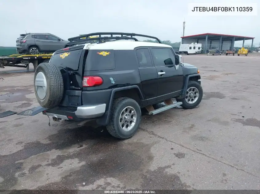 2011 Toyota Fj Cruiser VIN: JTEBU4BF0BK110359 Lot: 42553488