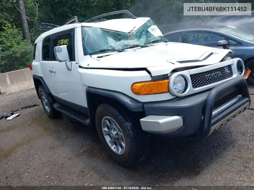 2011 Toyota Fj Cruiser VIN: JTEBU4BF6BK111452 Lot: 42601142