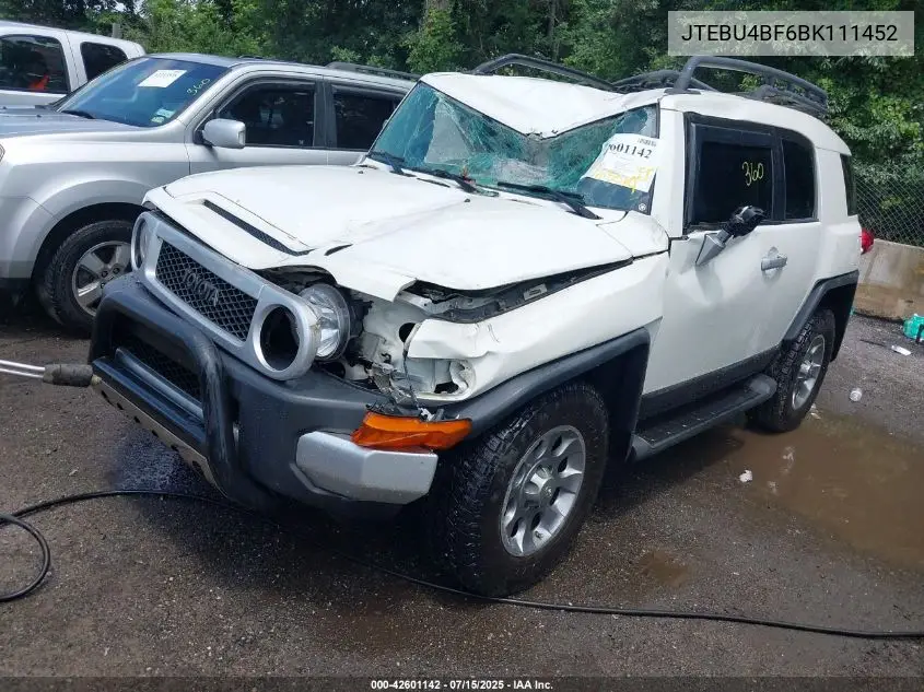 2011 Toyota Fj Cruiser VIN: JTEBU4BF6BK111452 Lot: 42601142