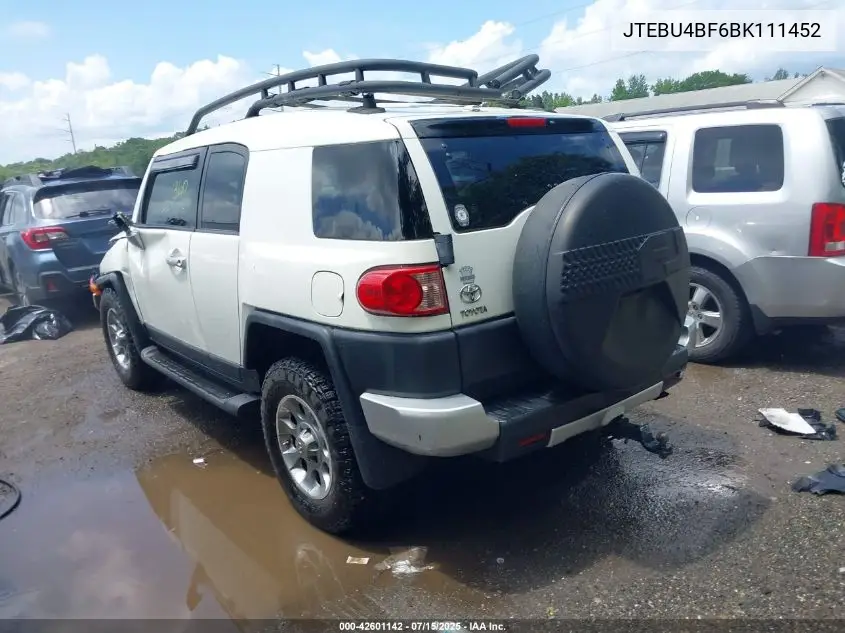 2011 Toyota Fj Cruiser VIN: JTEBU4BF6BK111452 Lot: 42601142