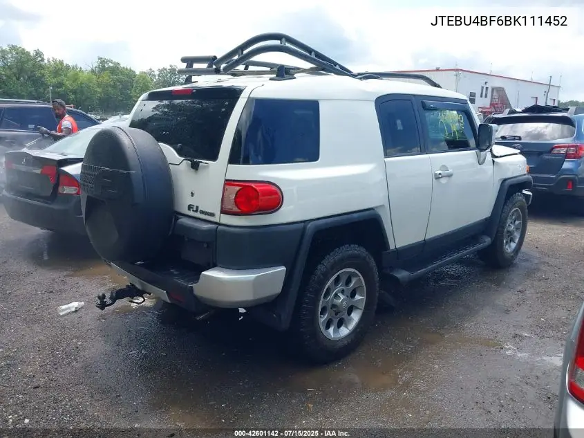 2011 Toyota Fj Cruiser VIN: JTEBU4BF6BK111452 Lot: 42601142