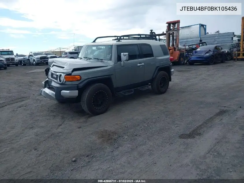 2011 Toyota Fj Cruiser VIN: JTEBU4BF0BK105436 Lot: 42665731