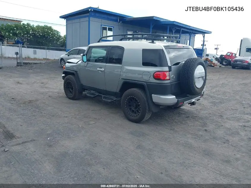 2011 Toyota Fj Cruiser VIN: JTEBU4BF0BK105436 Lot: 42665731