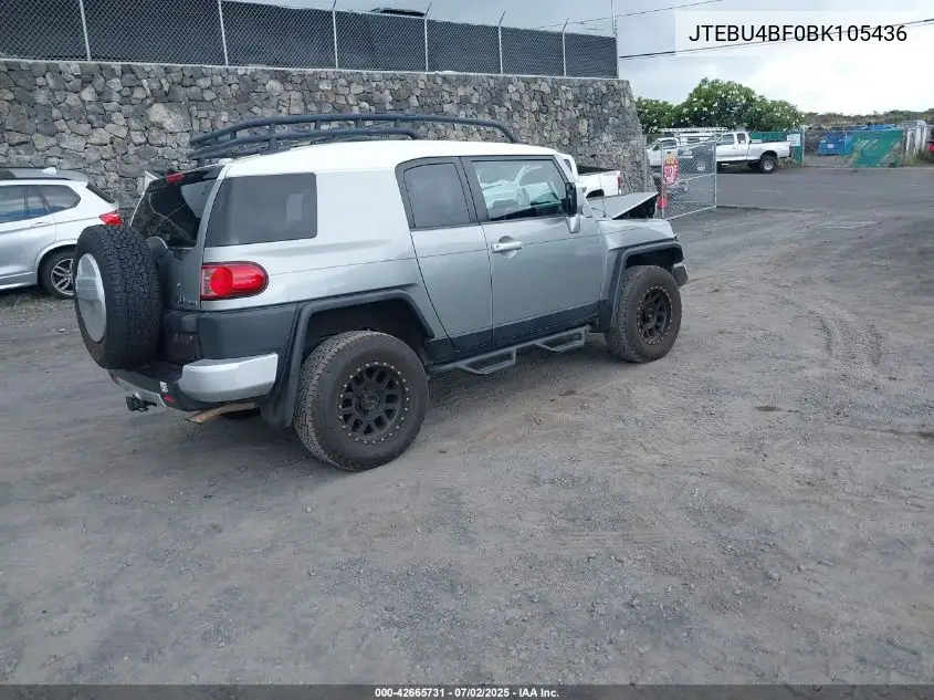 2011 Toyota Fj Cruiser VIN: JTEBU4BF0BK105436 Lot: 42665731
