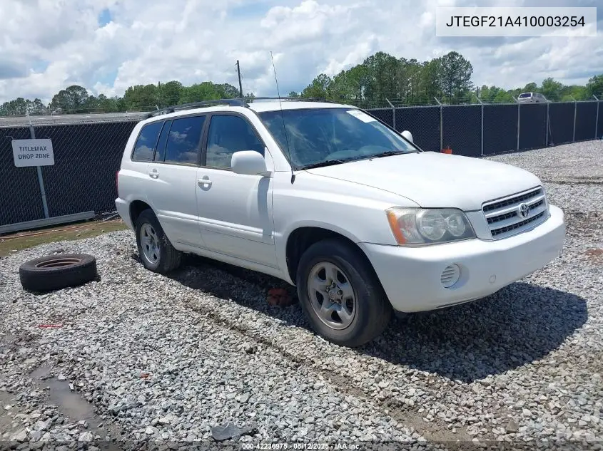 2001 Toyota Highlander V6 VIN: JTEGF21A410003254 Lot: 42236975