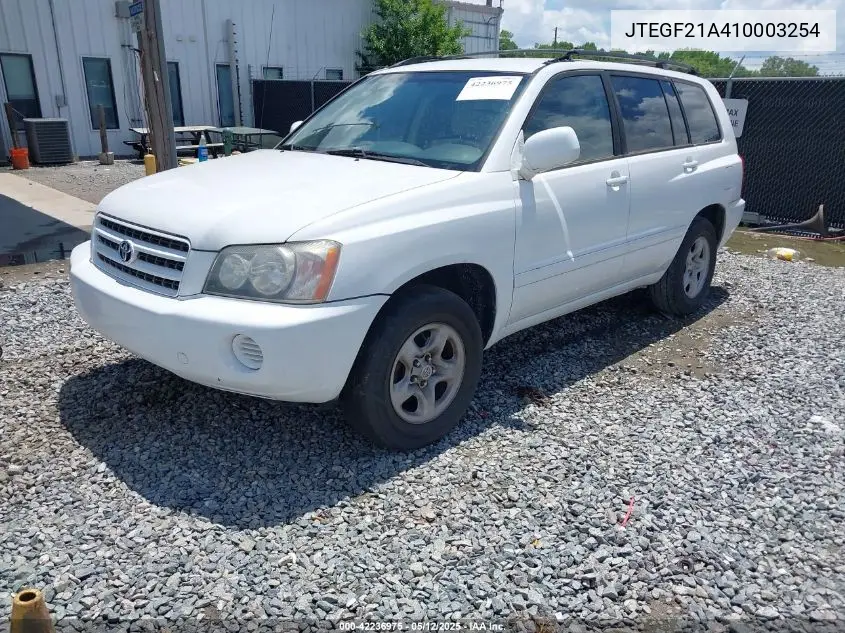 2001 Toyota Highlander V6 VIN: JTEGF21A410003254 Lot: 42236975