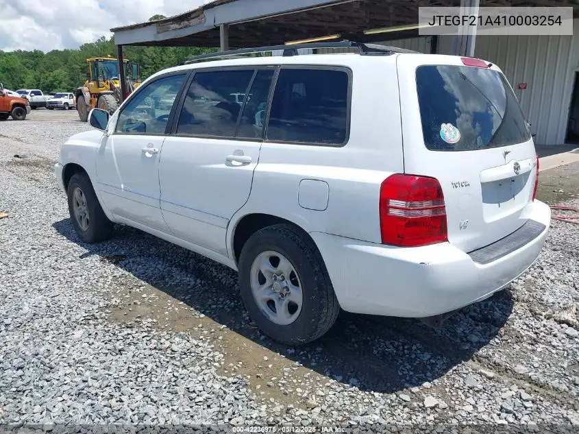 2001 Toyota Highlander V6 VIN: JTEGF21A410003254 Lot: 42236975