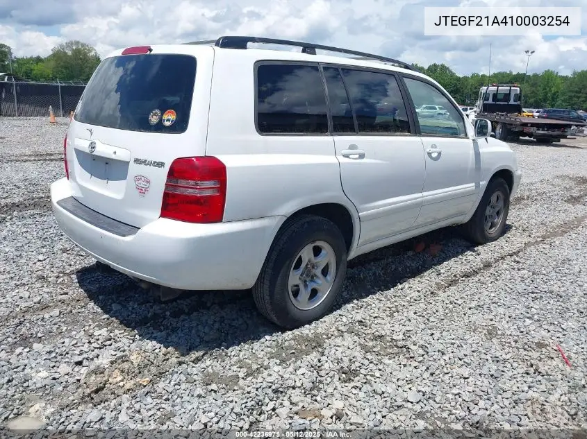 2001 Toyota Highlander V6 VIN: JTEGF21A410003254 Lot: 42236975