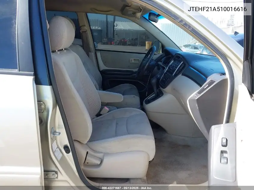 2001 Toyota Highlander V6 VIN: JTEHF21A510016616 Lot: 42271687