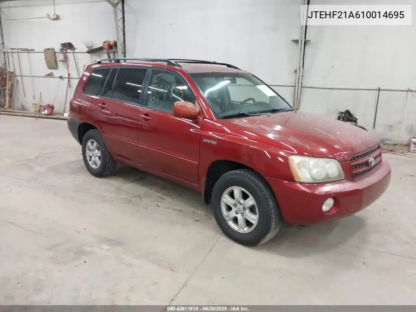 2001 Toyota Highlander V6 VIN: JTEHF21A610014695 Lot: 42611815