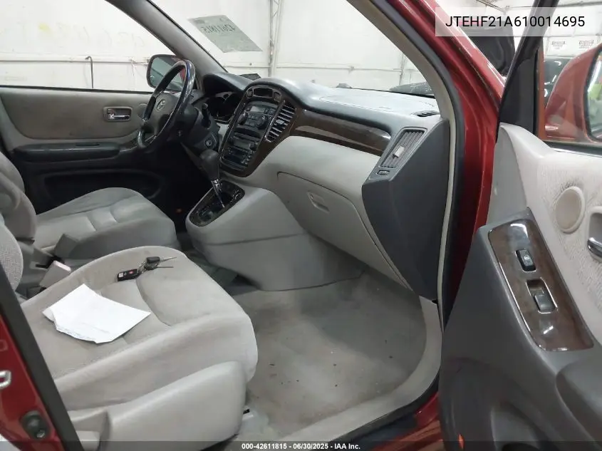 2001 Toyota Highlander V6 VIN: JTEHF21A610014695 Lot: 42611815