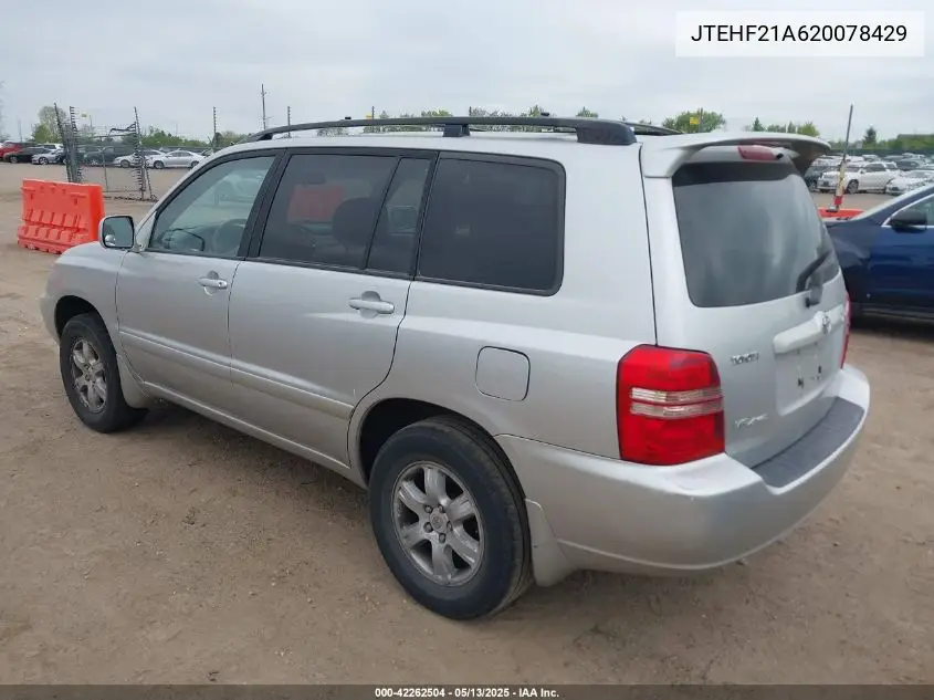 2002 Toyota Highlander V6 VIN: JTEHF21A620078429 Lot: 42262504