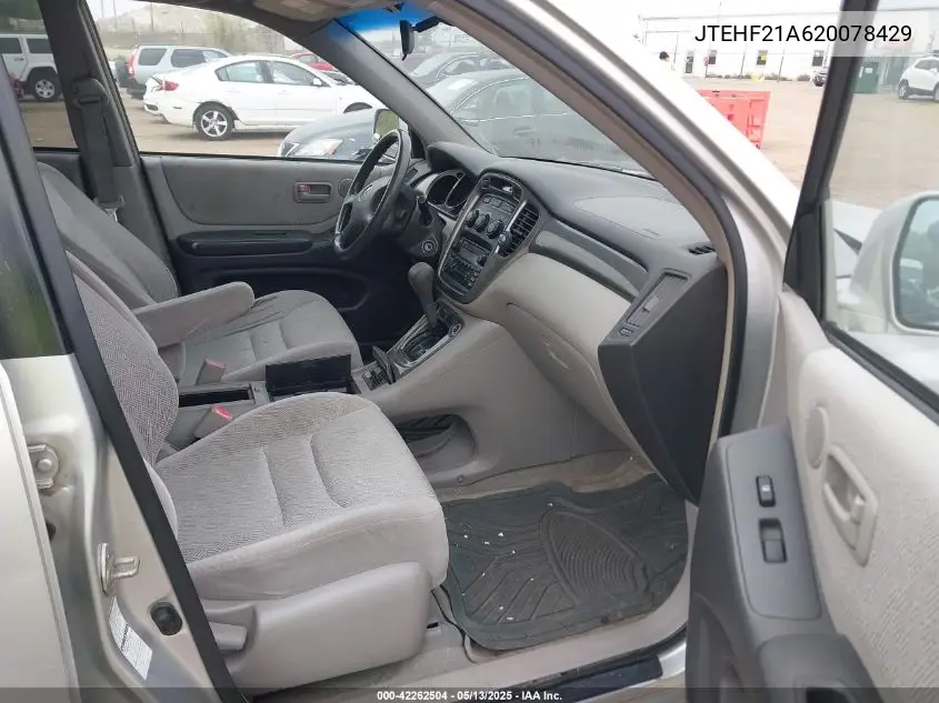 2002 Toyota Highlander V6 VIN: JTEHF21A620078429 Lot: 42262504