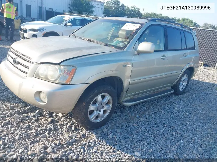 2003 Toyota Highlander Limited V6 VIN: JTEGF21A130089996 Lot: 42577925