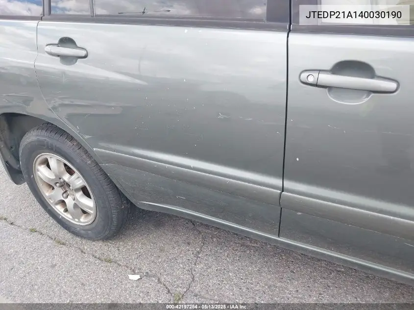 2004 Toyota Highlander V6 VIN: JTEDP21A140030190 Lot: 42197254
